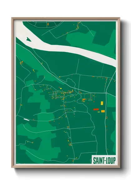 Une affiche de carte sur Saint-Loup