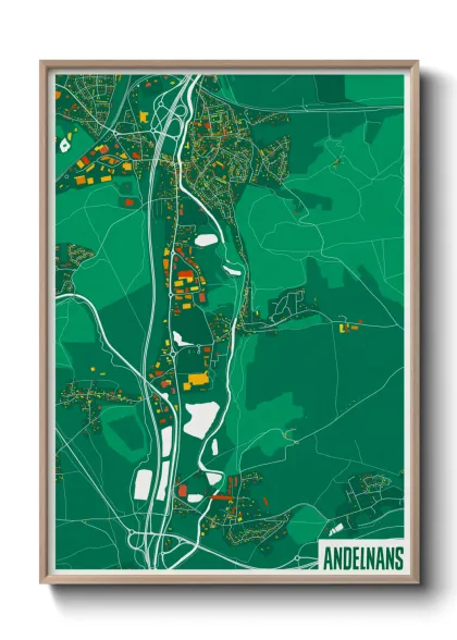 Une affiche de carte sur Andelnans