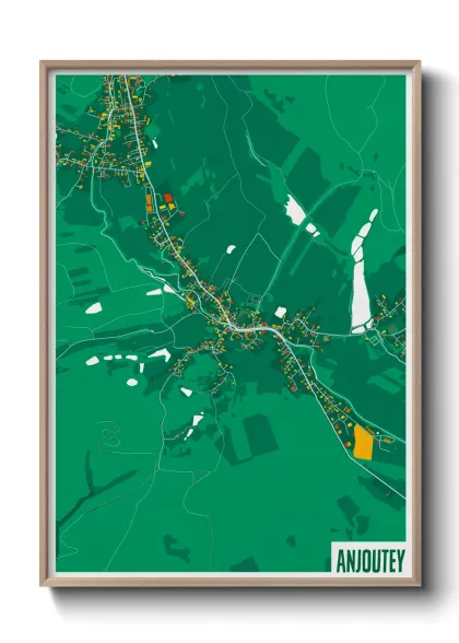 Une affiche de carte sur Anjoutey