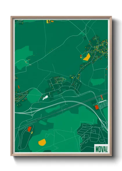 Une affiche de carte sur Moval