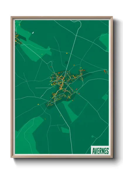 Une affiche de carte sur Avernes