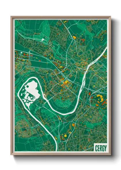 Une affiche de carte sur Cergy