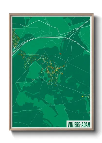 Une affiche de carte sur Villiers-Adam