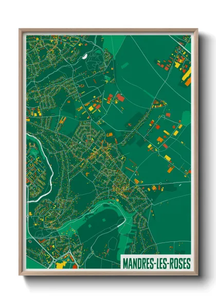 Une affiche de carte sur Mandres-les-Roses