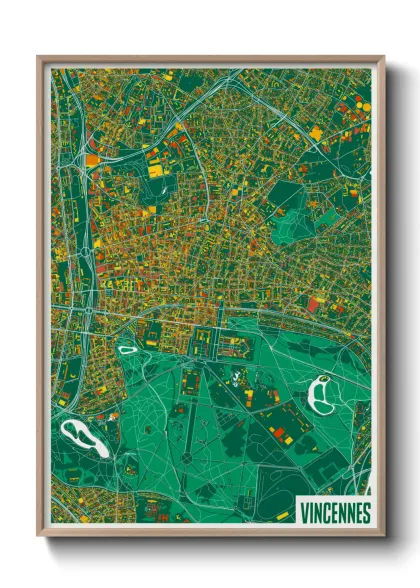 Une affiche de carte sur Vincennes