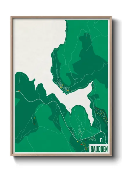Une affiche de carte sur Bauduen