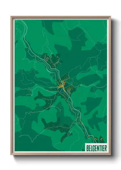 Une affiche de carte sur Belgentier