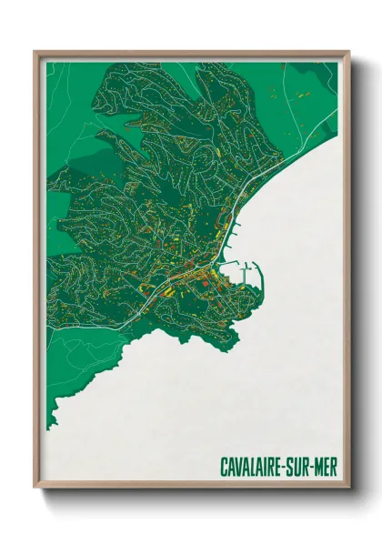 Une affiche de carte sur Cavalaire-sur-Mer