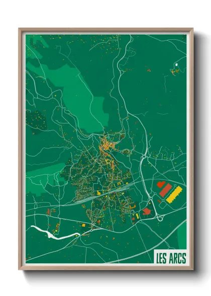 Une affiche de carte sur Les Arcs