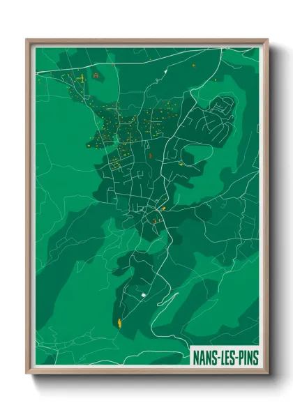 Une affiche de carte sur Nans-les-Pins
