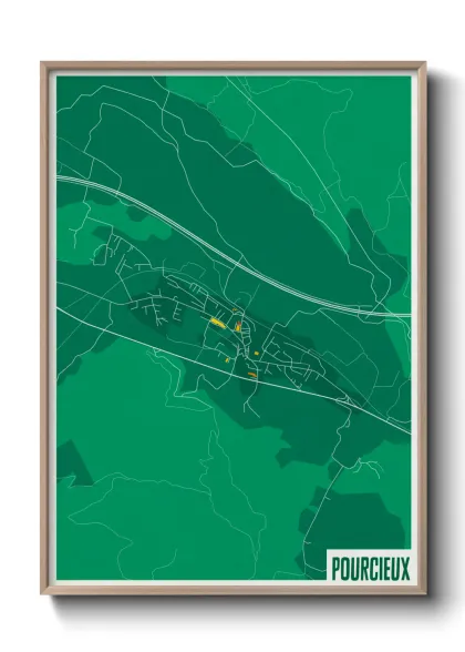 Une affiche de carte sur Pourcieux