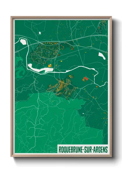 Une affiche de carte sur Roquebrune-sur-Argens
