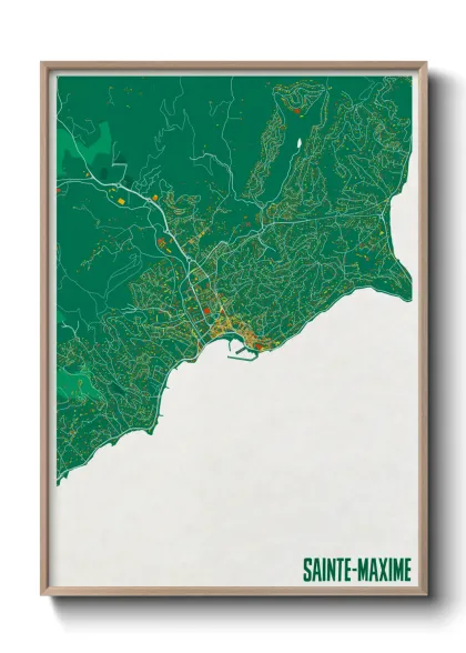 Une affiche de carte sur Sainte-Maxime