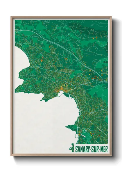 Une affiche de carte sur Sanary-sur-Mer