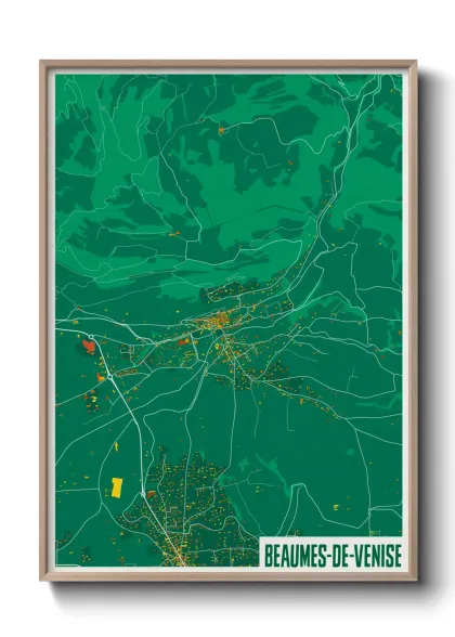 Une affiche de carte sur Beaumes-de-Venise