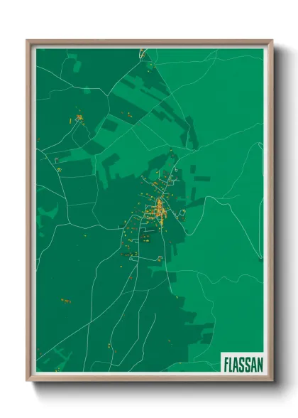 Une affiche de carte sur Flassan