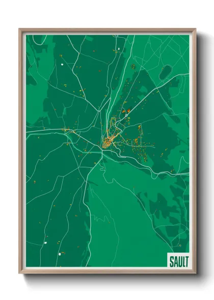 Une affiche de carte sur Sault