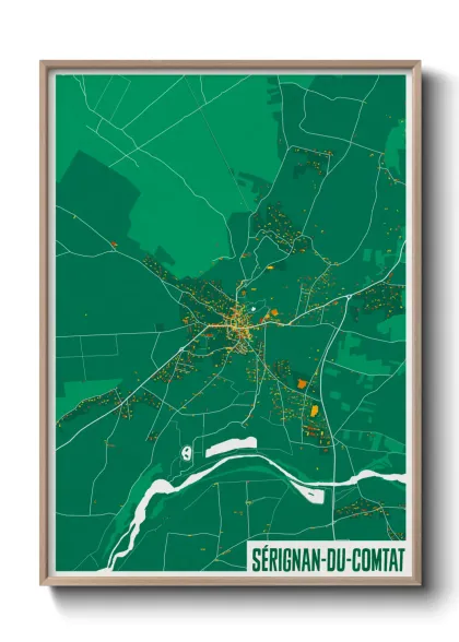Une affiche de carte sur Sérignan-du-Comtat