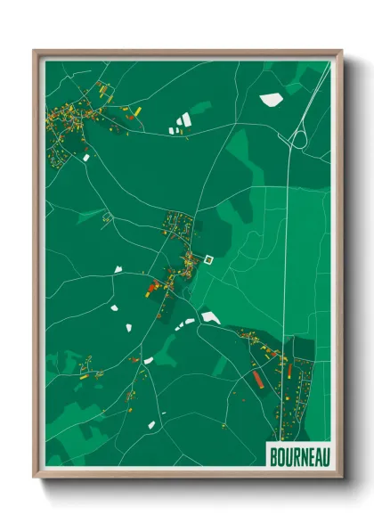 Une affiche de carte sur Bourneau
