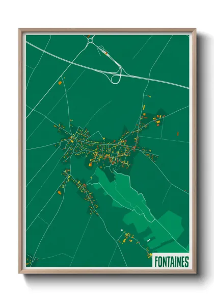 Une affiche de carte sur Fontaines