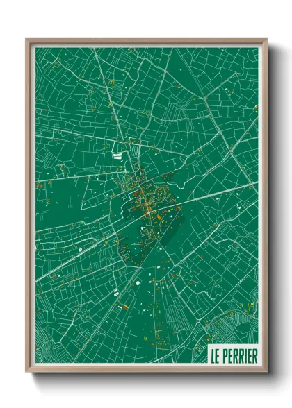 Une affiche de carte sur Le Perrier