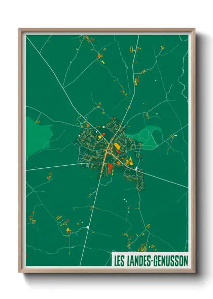 Une affiche de carte sur Les Landes-Genusson