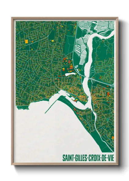 Une affiche de carte sur Saint-Gilles-Croix-de-Vie