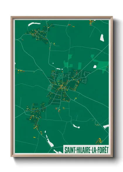 Une affiche de carte sur Saint-Hilaire-la-Forêt