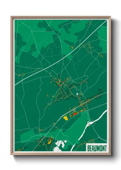 Une affiche de carte sur Beaumont
