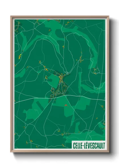 Une affiche de carte sur Celle-Lévescault