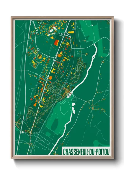 Une affiche de carte sur Chasseneuil-du-Poitou