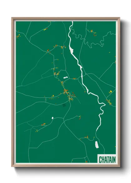 Une affiche de carte sur Chatain