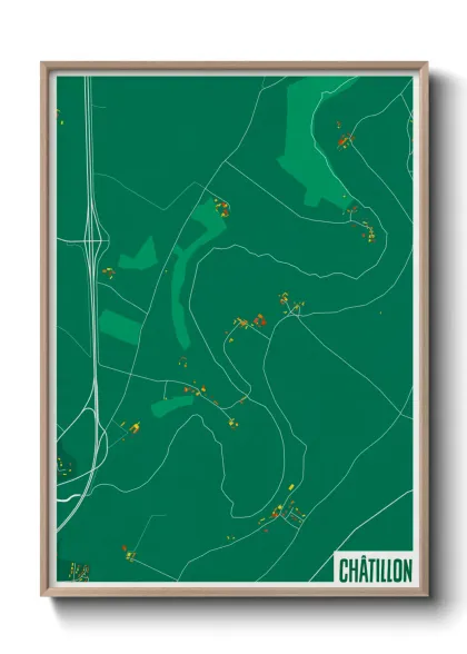 Une affiche de carte sur Châtillon