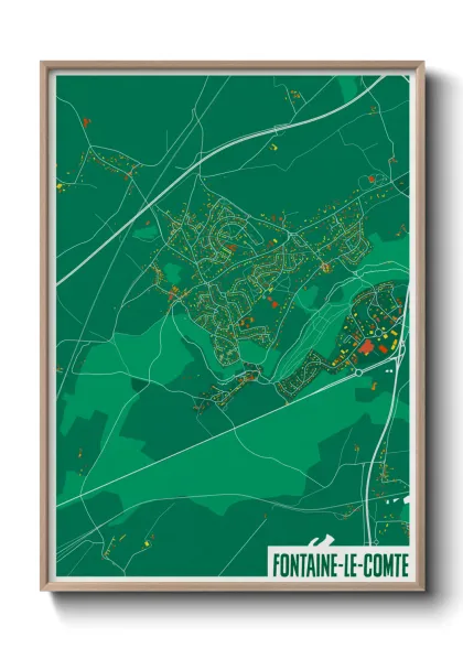Une affiche de carte sur Fontaine-le-Comte