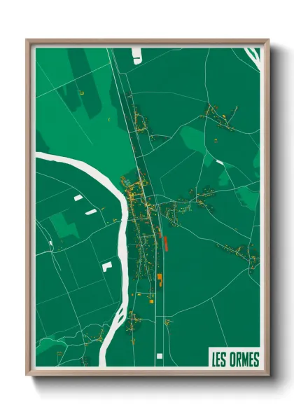 Une affiche de carte sur Les Ormes