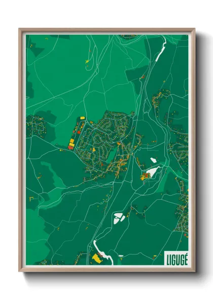 Une affiche de carte sur Ligugé