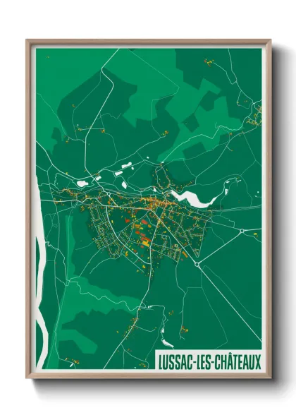 Une affiche de carte sur Lussac-les-Châteaux
