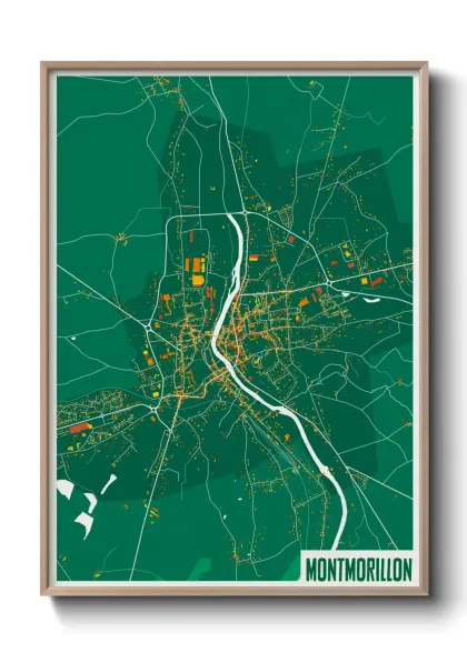 Une affiche de carte sur Montmorillon