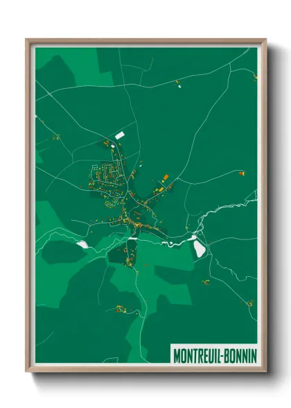 Une affiche de carte sur Montreuil-Bonnin