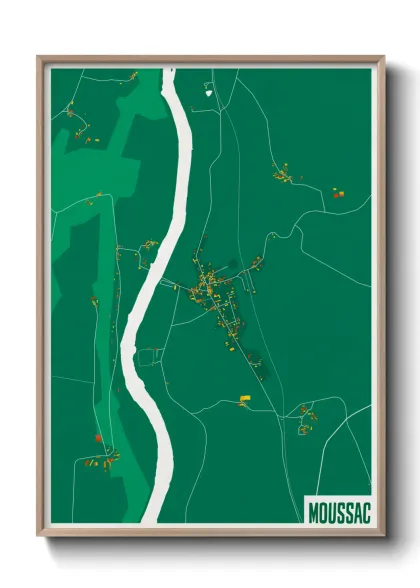 Une affiche de carte sur Moussac