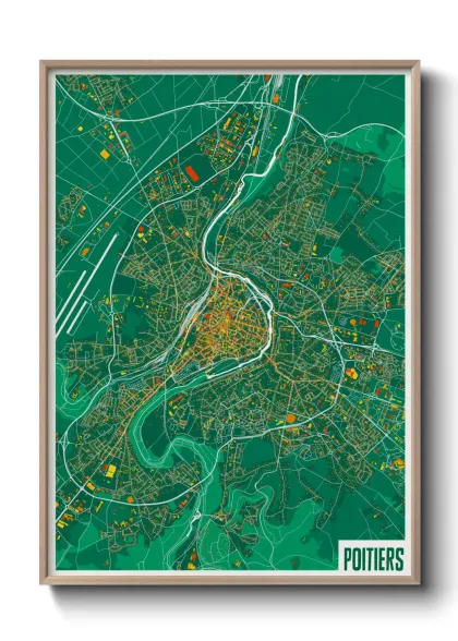 Une affiche de carte sur Poitiers