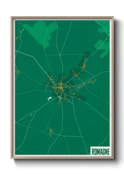 Une affiche de carte sur Romagne