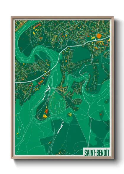 Une affiche de carte sur Saint-Benoît