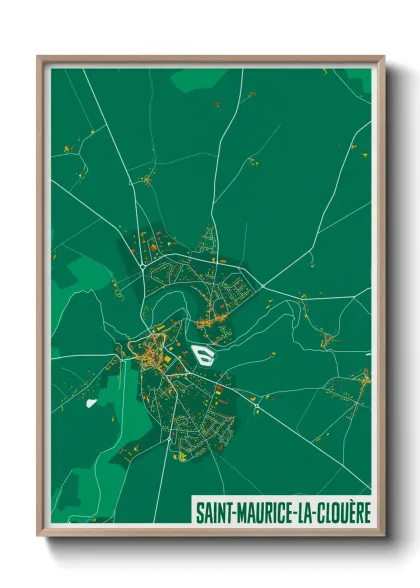 Une affiche de carte sur Saint-Maurice-la-Clouère