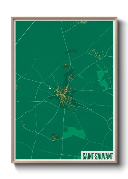 Une affiche de carte sur Saint-Sauvant