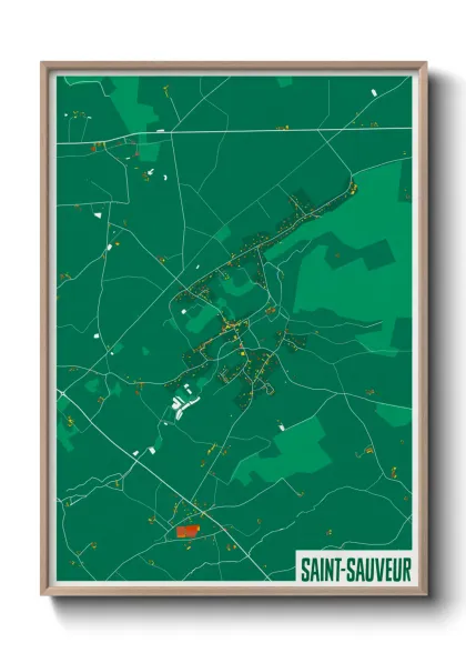 Une affiche de carte sur Saint-Sauveur