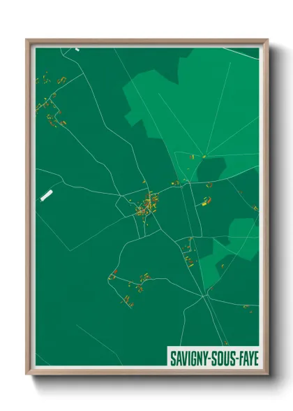 Une affiche de carte sur Savigny-sous-Faye