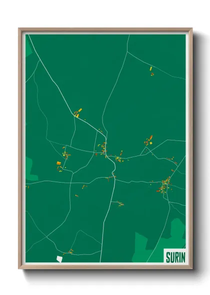 Une affiche de carte sur Surin