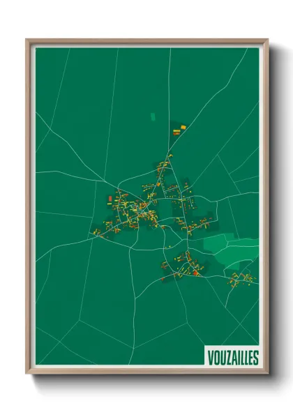 Une affiche de carte sur Vouzailles