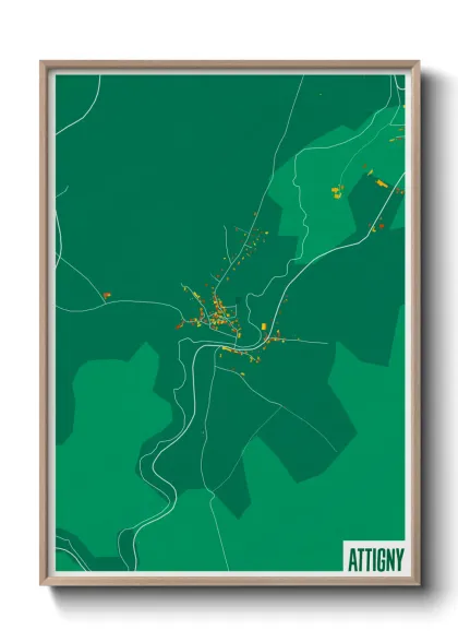 Une affiche de carte sur Attigny